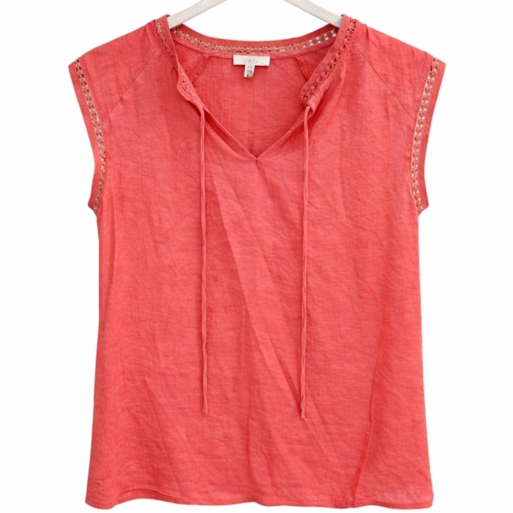 Como Blu Pink Open Weave Top Sz L